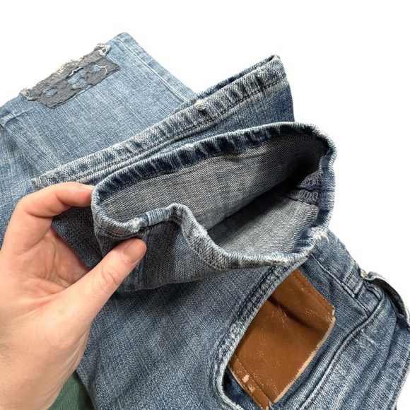 Pilcro Anthropologie Hyphen Patchwork Embroidered Straight Jeans 29 Medium Wash - Picture 6 of 10